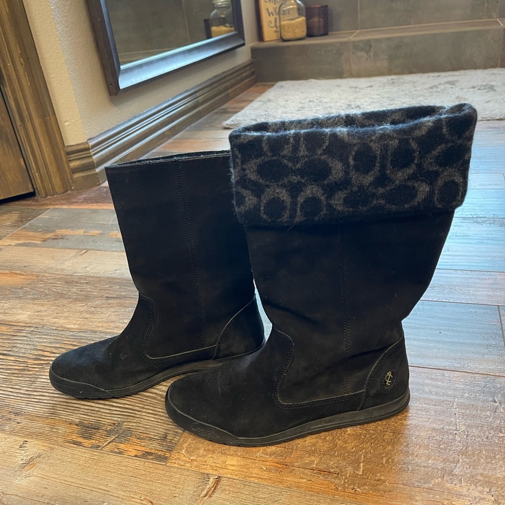 Versatile Vintage Coach Black Suede Leather Boots 8